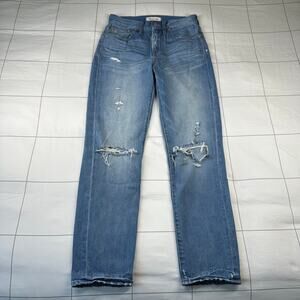 Madewell Jeans Womens 26 Blue Perfect Vintage Denim Distressed Ripped Knees